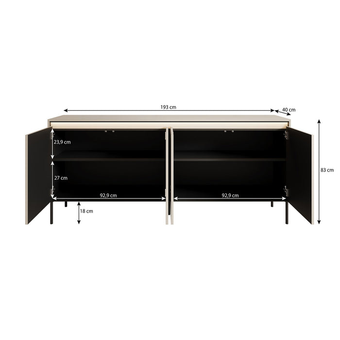 Meubella - Dressoir Timoteo - Beige - 193 cm