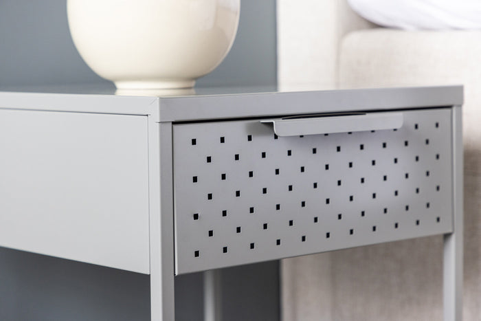 Fjôrd - Nachtkastje Lichtgrijs Metaal - 40x40x52cm - Sacramento