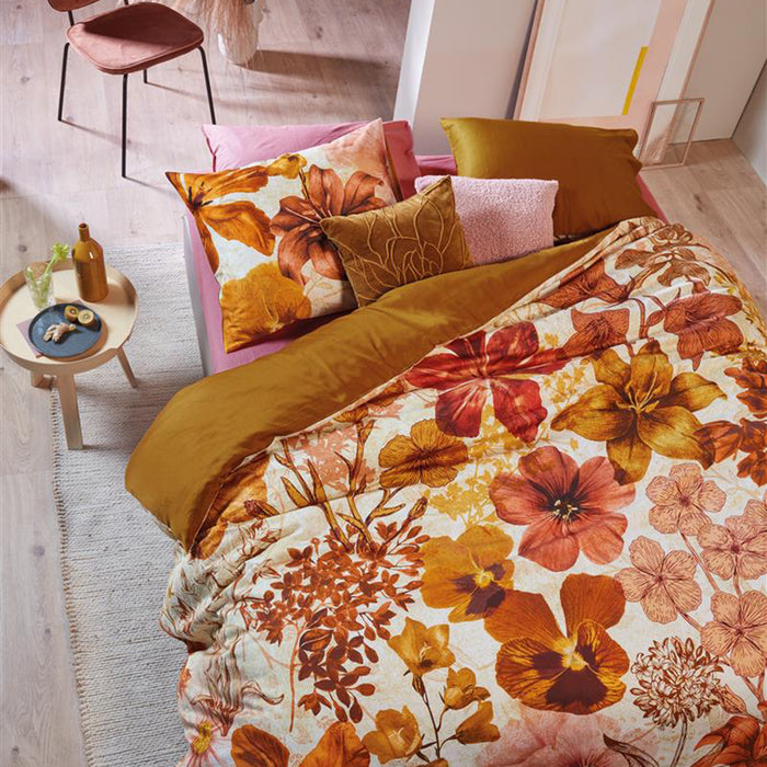 Beddinghouse Flora Dekbedovertrek 140 x 220 cm - Okergeel