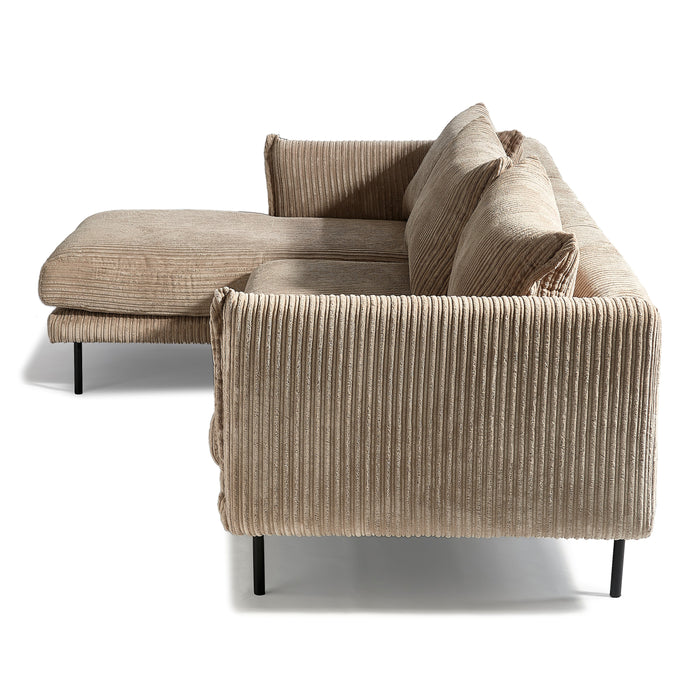 by fonQ Ribbon Hoekbank met Chaise Longue Links - Rib - Mink