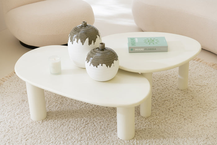 J-Line bijzettafel Bali - hout - wit - medium