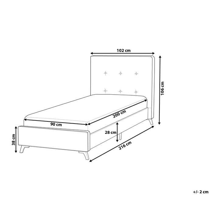 Beliani - AMBASSADOR - Eenpersoonsbed - Zwart - 90 x 200 cm - Chenille
