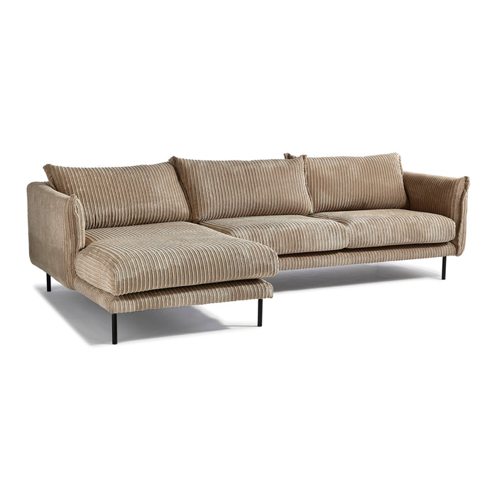 by fonQ Ribbon Hoekbank met Chaise Longue Links - Rib - Mink