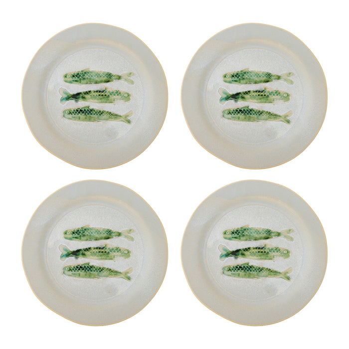 Bloomingville Hadden Dinerbord 4 st. - Ø 27 cm - Vissen / Groen