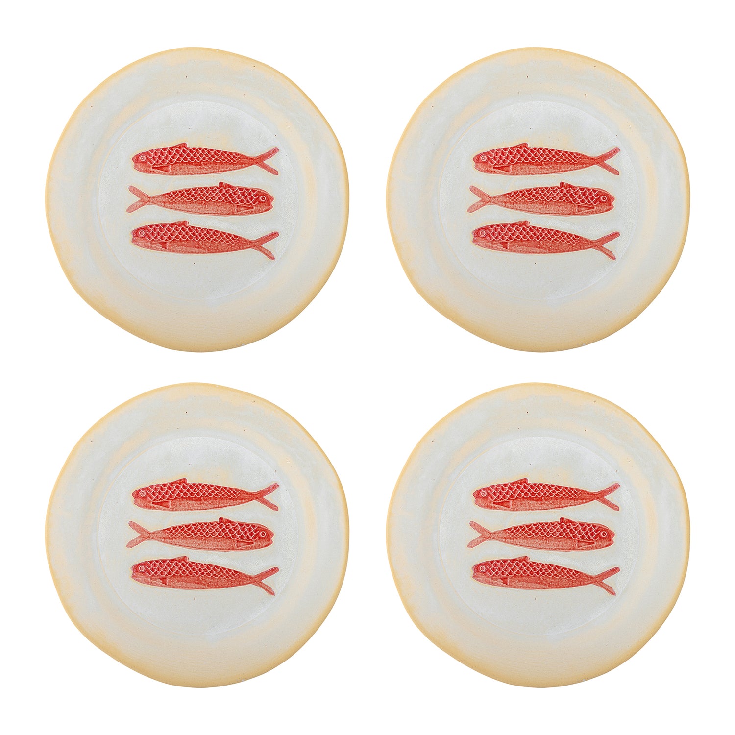 Bloomingville Hadden Dinerbord 4 st. - Ø 27,5 cm - Vissen / Rood