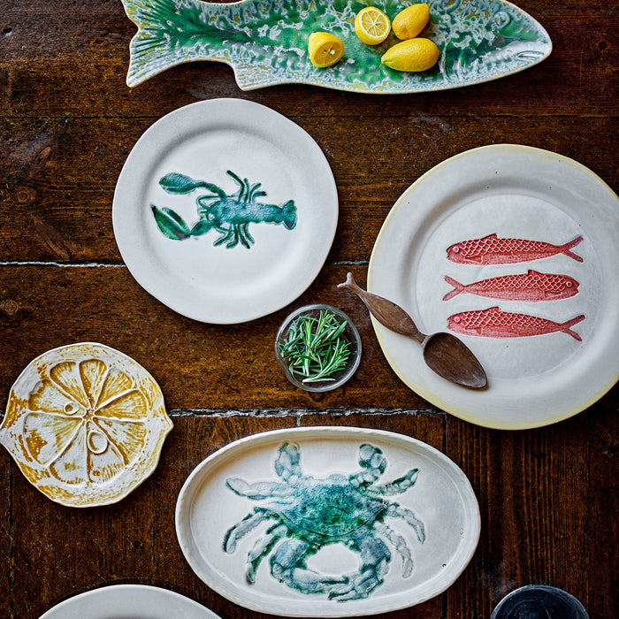 Bloomingville Hadden Dinerbord 4 st. - Ø 27 cm - Vissen / Groen