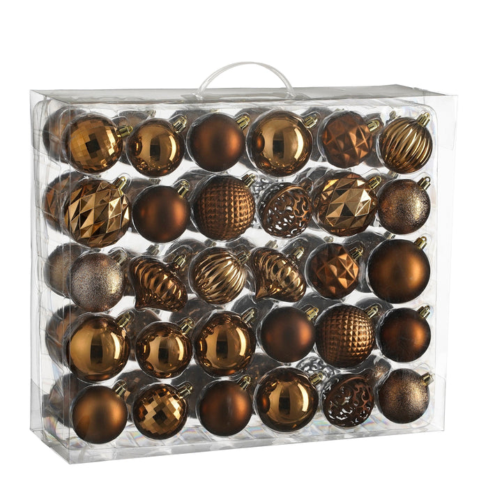 Mica Decorations Kerstballen Set - 60 Stuks - Bruin