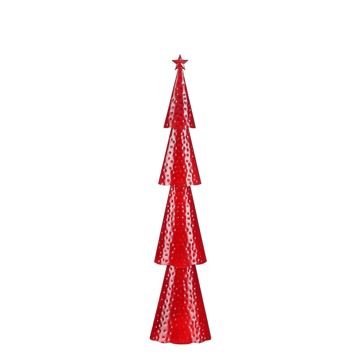 Mica Decorations Decoratie Kerstboom - L15 x B8 x H68 cm-IJzer- Rood