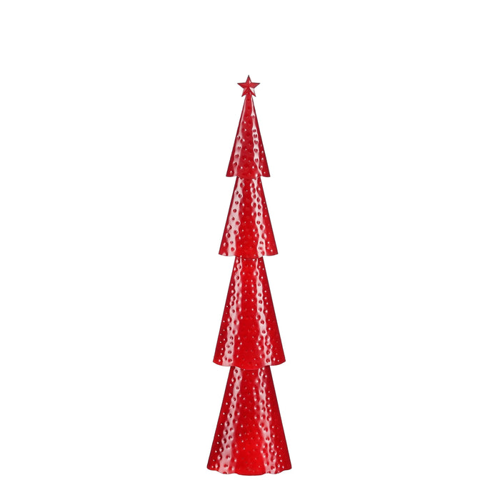 Mica Decorations Decoratie Kerstboom - L15 x B8 x H68 cm-IJzer- Rood