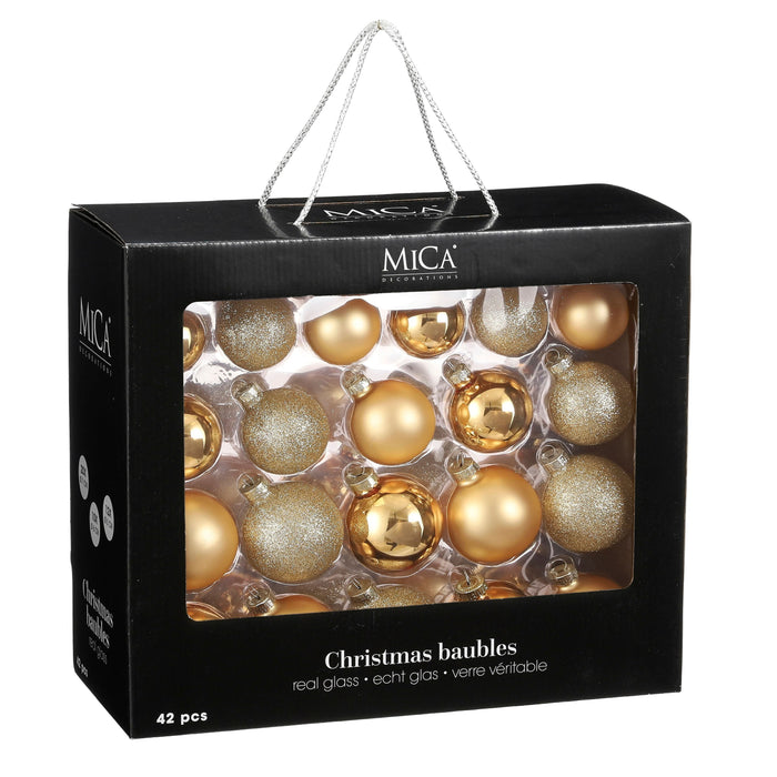 Mica Decorations Kerstballen Set - 42 Stuks - Ø7 cm - Glas - Goud