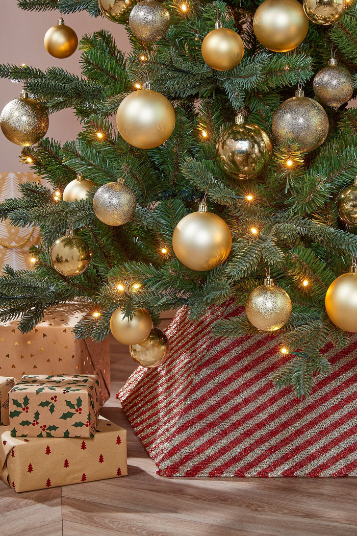 Mica Decorations Kerstboomrok - L50 x B50 x H30 cm - Goud, Rood