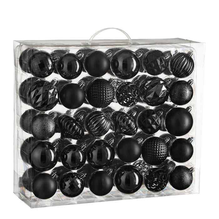 Mica Decorations Kerstballen Set - 60 Stuks - Zwart
