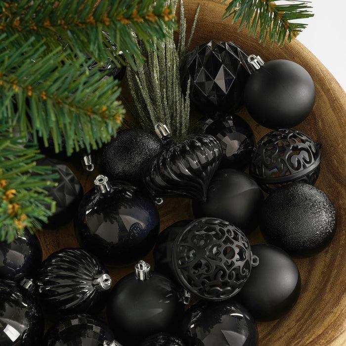 Mica Decorations Kerstballen Set - 60 Stuks - Zwart