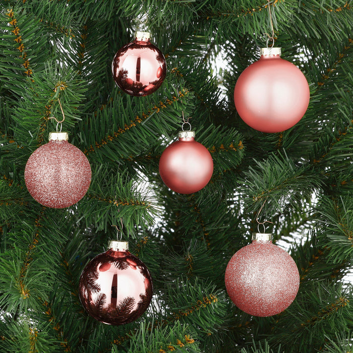 Mica Decorations Kerstballen Set - 26 Stuks - Ø7 cm - Glas - Roze