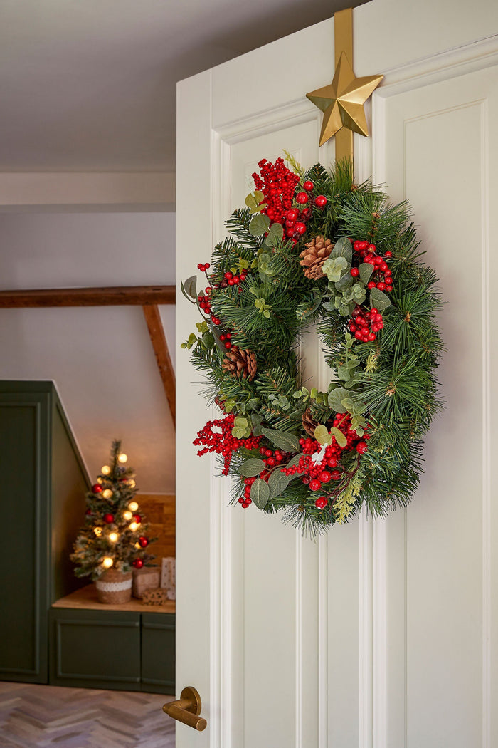 Mica Decorations Harvey Kerstkrans - H11 x Ø40 cm - Rood