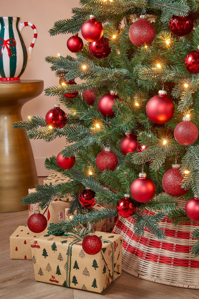 Mica Decorations Kerstboomrok - H25 x Ø60 cm - Rotan - Beige, Rood