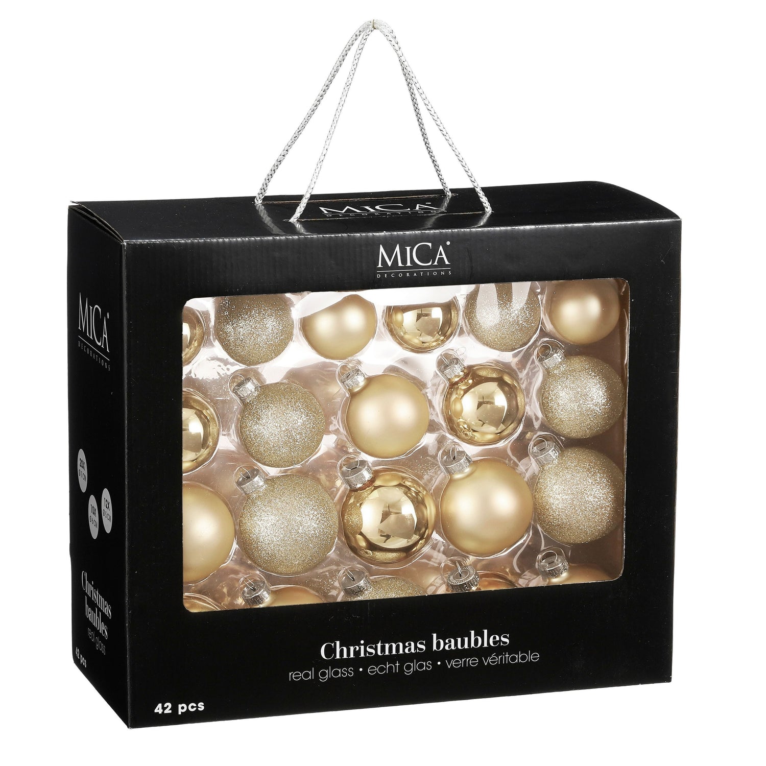 Mica Decorations Kerstballen Set - 42 Stuks - Ø7 cm - Glas - Champagne