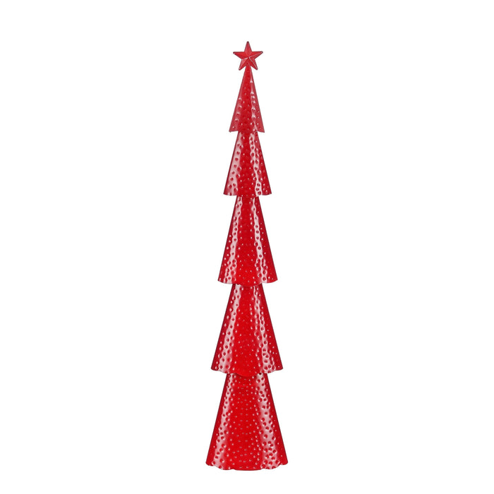 Mica Decorations Decoratie Kerstboom - L18 x B9 x H91 cm-IJzer-Rood