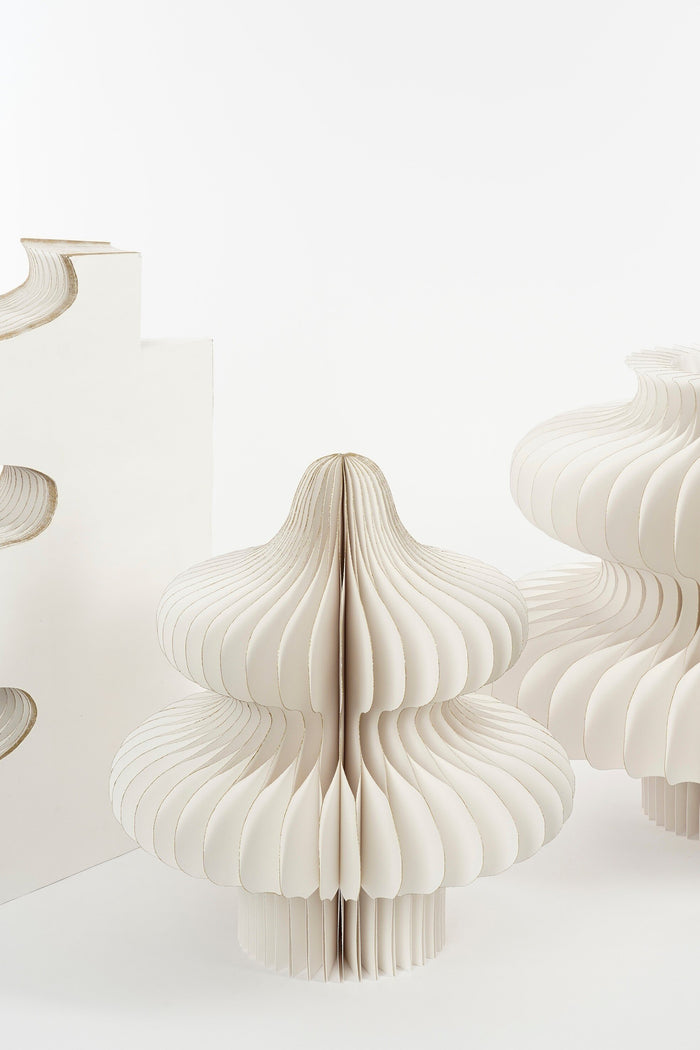 Mica Decorations Decoratie Kerstboom - H153 x  Ø104 cm - Papier - Wit