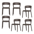 WOOOD Noble Eetkamerstoelen - Leerlook - Zwart|Grijs - Set van 6