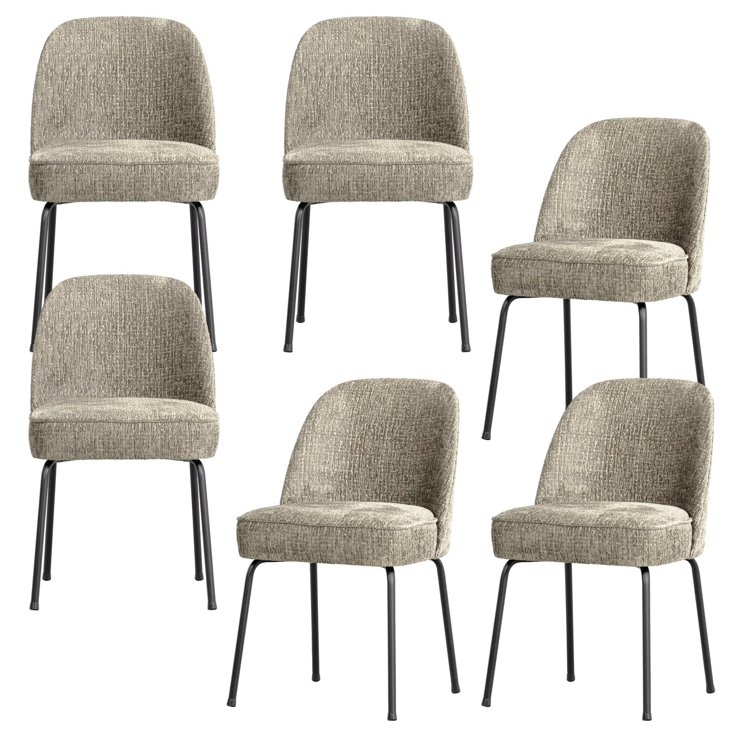 WOOOD Vogue Eetkamerstoelen - Velvet - Wheatfield - Set van 6