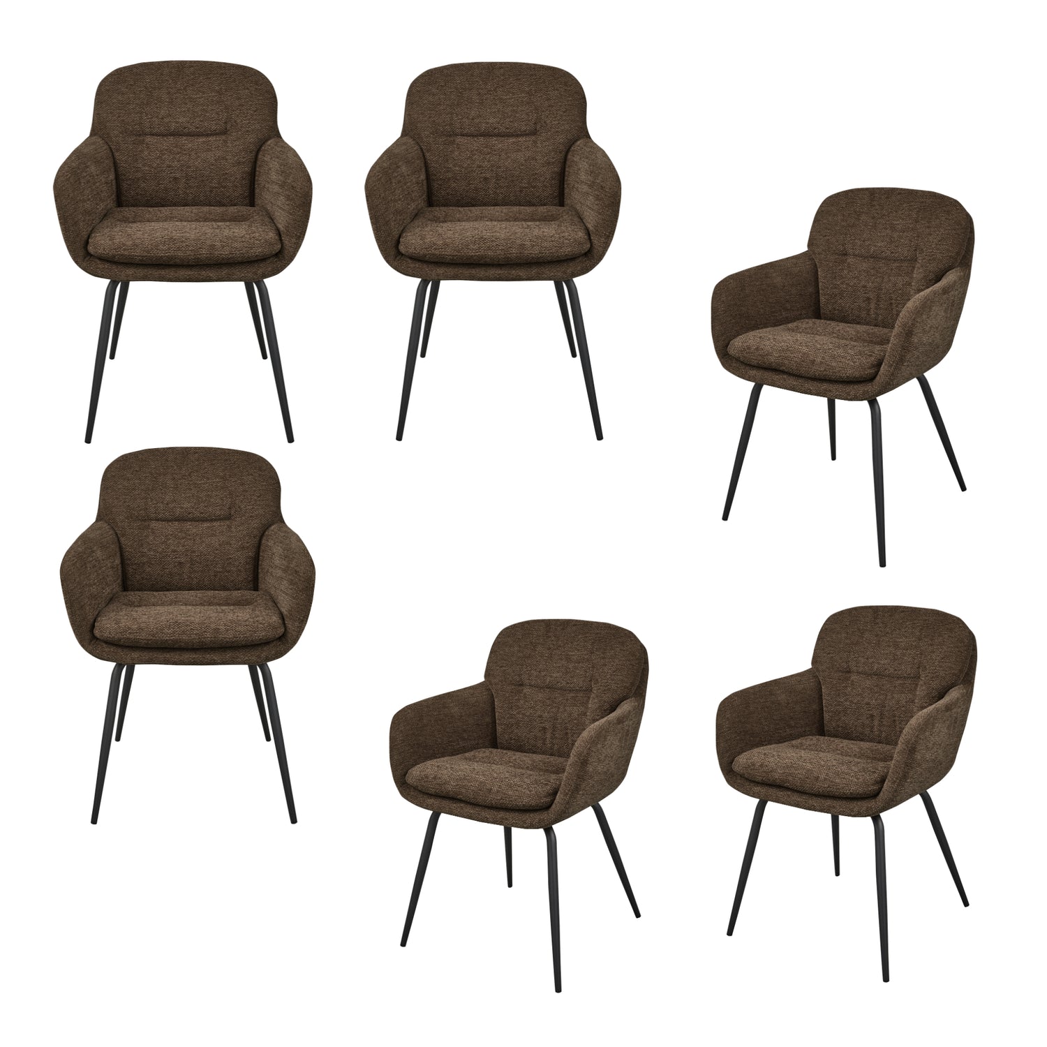 WOOOD Runa Eetkamerstoelen - Polyester - Warm Bruin - Set van 6