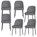 WOOOD Vogue Eetkamerstoelen - Polyester - Zwart|Grijs - Set van 6