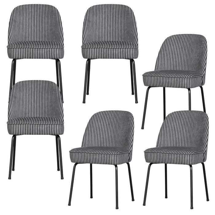 WOOOD Vogue Eetkamerstoelen - Polyester - Zwart|Grijs - Set van 6