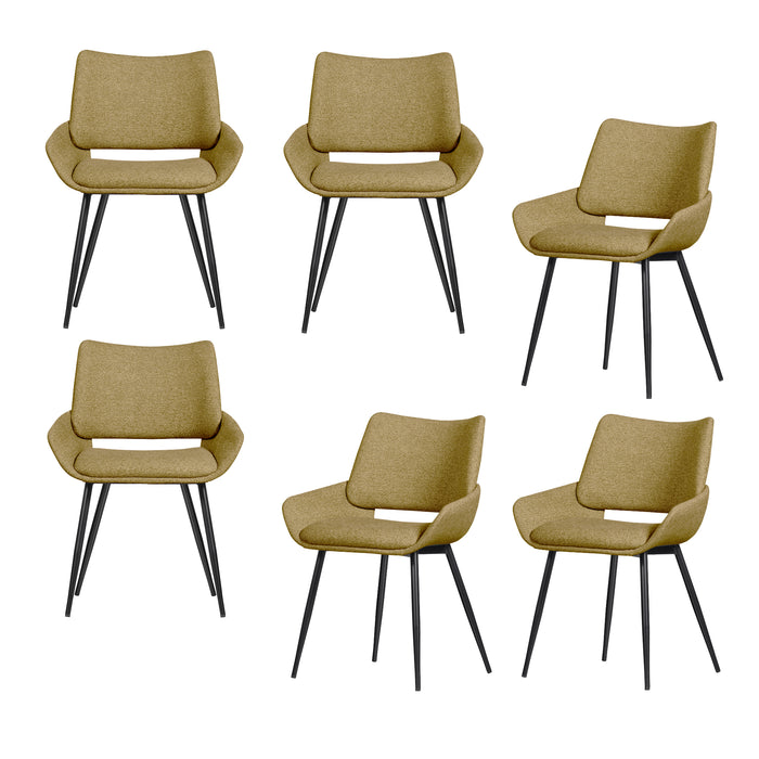 WOOOD Parade Eetkamerstoelen - Melange Stof - Mosterd - Set van 6