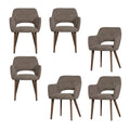 WOOOD Murat Eetkamerstoelen Houten Bruine Poot - Taupe - Set van 6