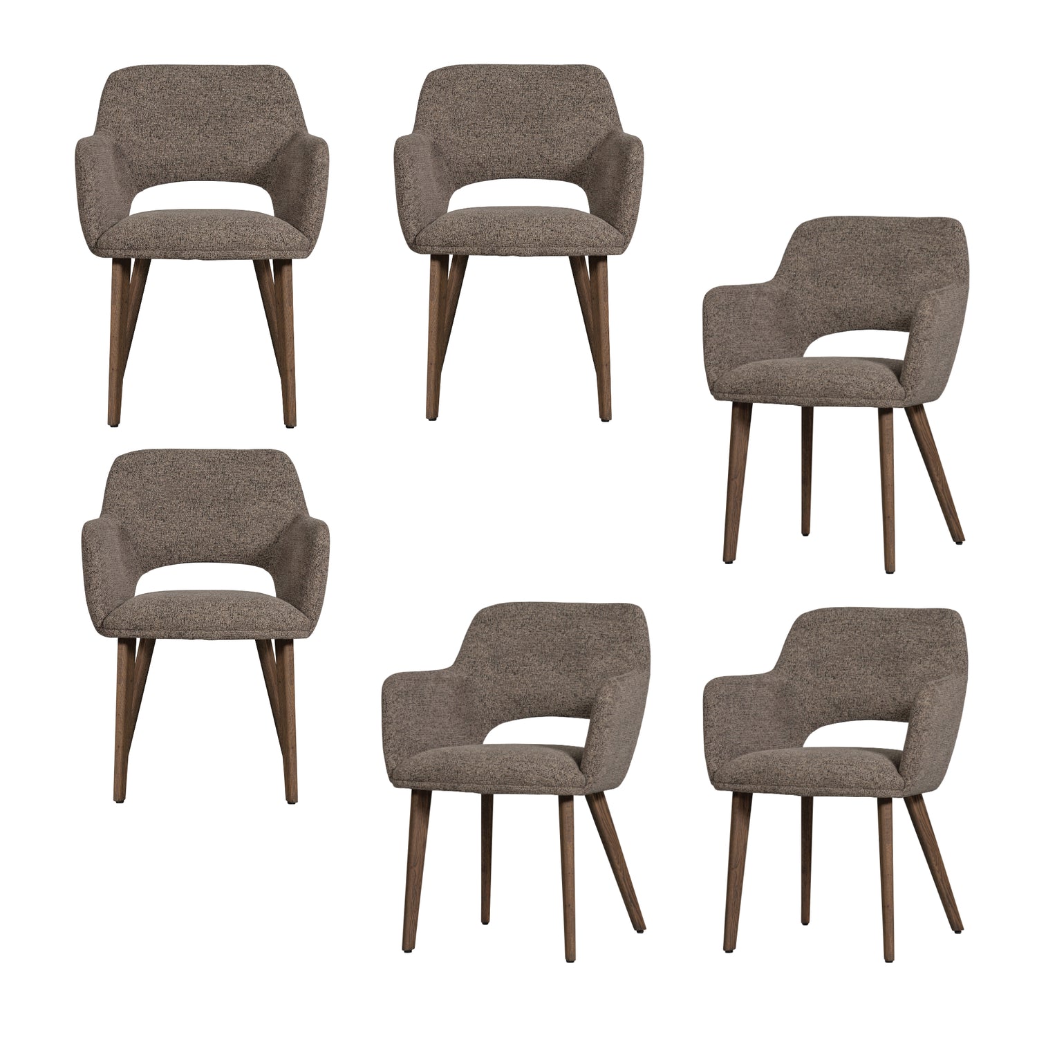 WOOOD Murat Eetkamerstoelen Houten Bruine Poot - Taupe - Set van 6