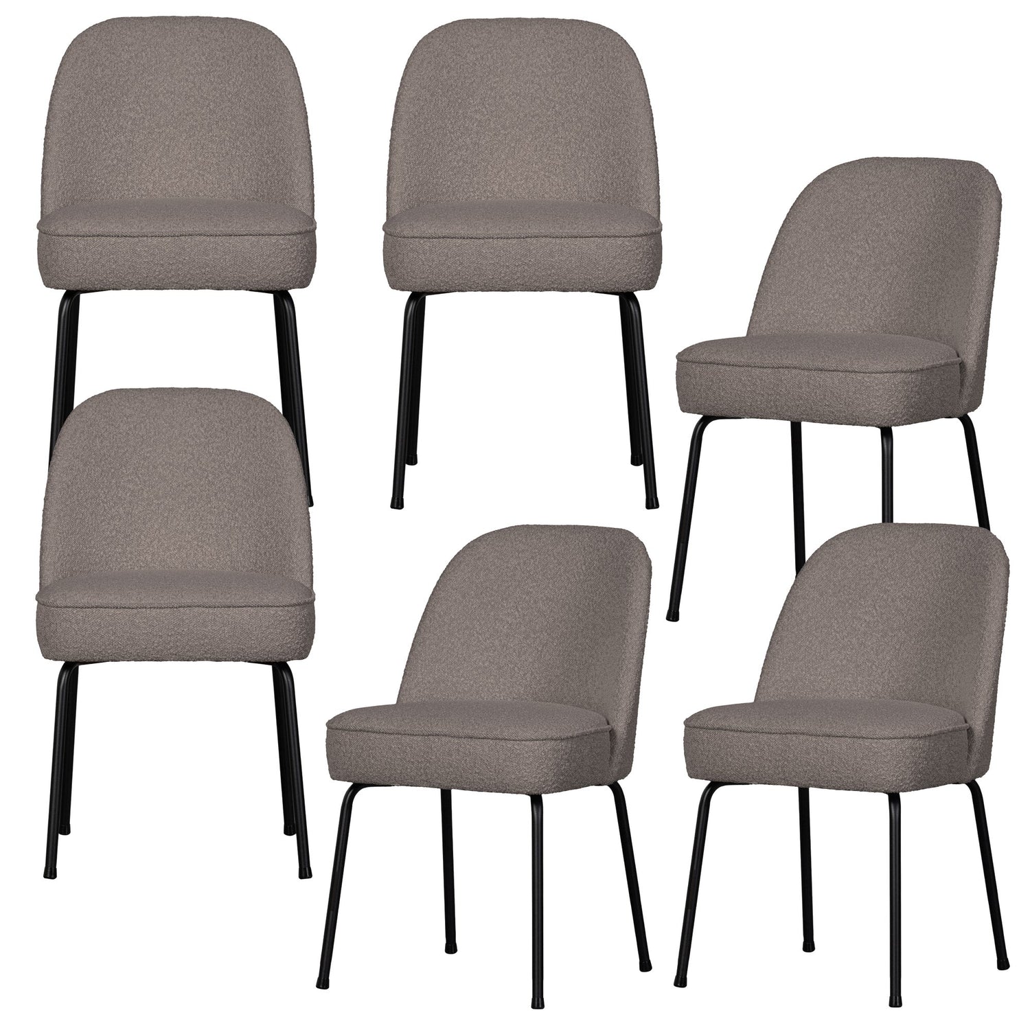 WOOOD Vogue Eetkamerstoelen - Velvet - Nougat - Set van 6
