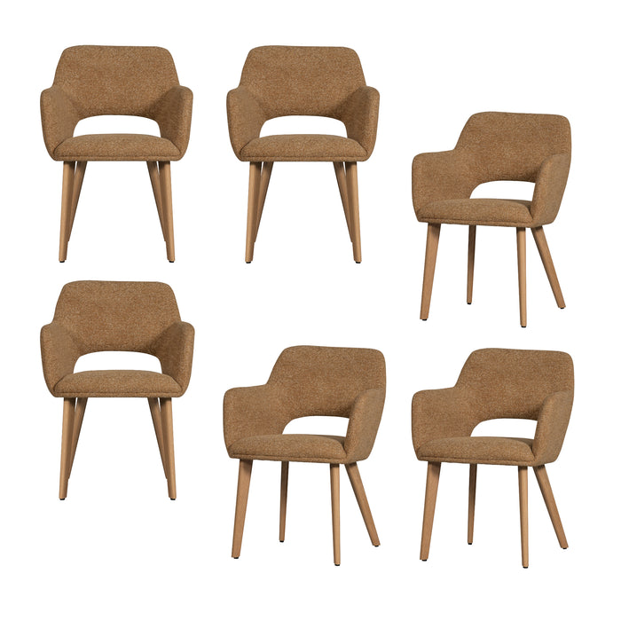 WOOOD Murat Eetkamerstoelen Houten Naturel Poot - Geel - Set van 6