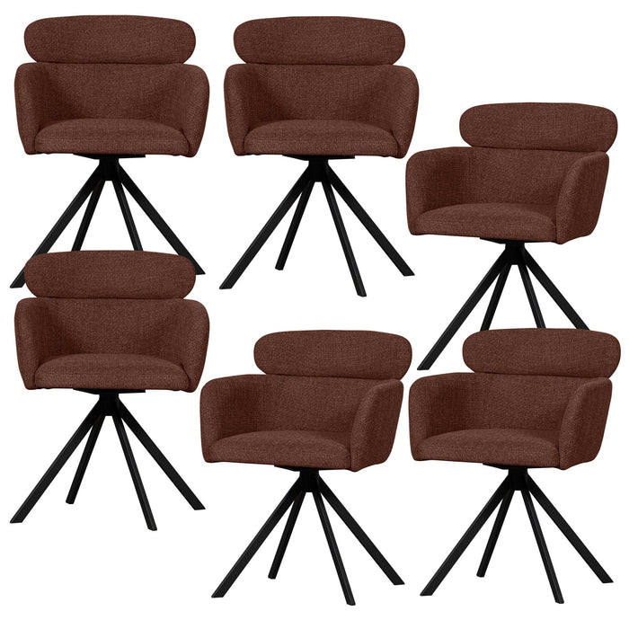 WOOOD Fenne Eetkamerstoelen - Polyester - Chestnut - Set van 6