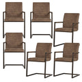 WOOOD Bas Eetkamerstoelen - Leerlook - Taupe - Set van 6