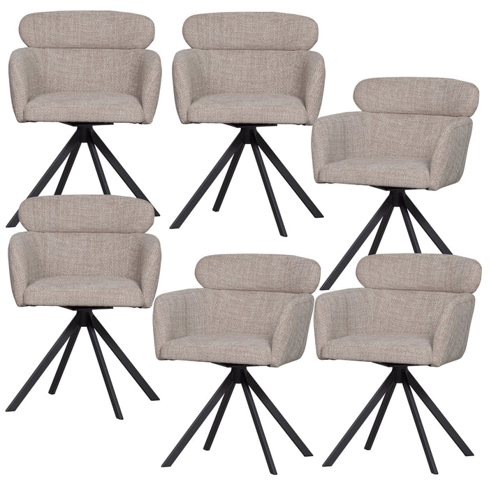 WOOOD Fenne Eetkamerstoelen - Polyester - Naturel - Set van 6
