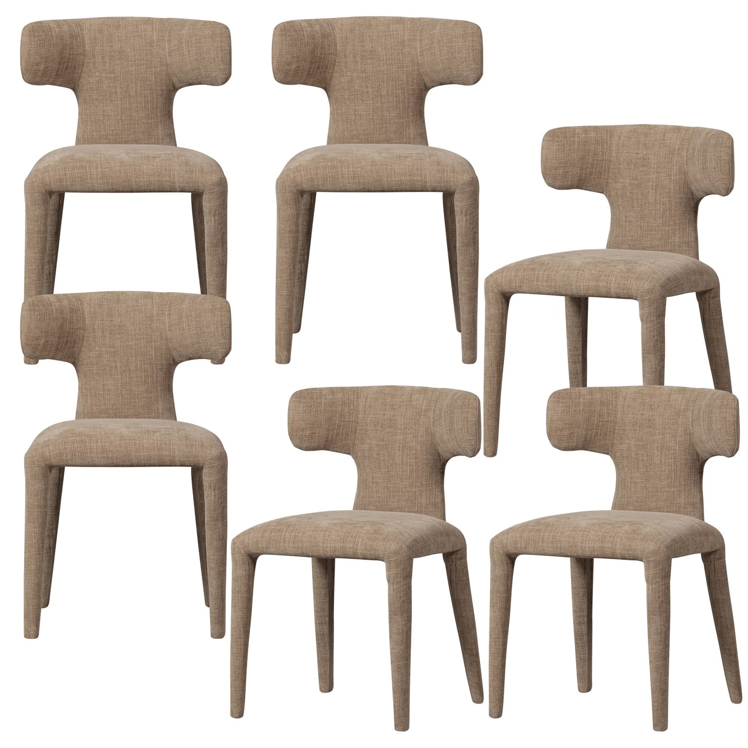 WOOOD Permit Eetkamerstoelen - Polyester - Zand - Set van 6