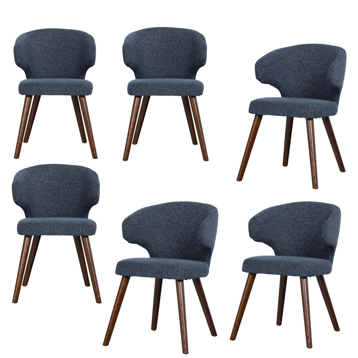 vtwonen Cape Eetkamerstoelen - Stof - Blauw - Set van 6