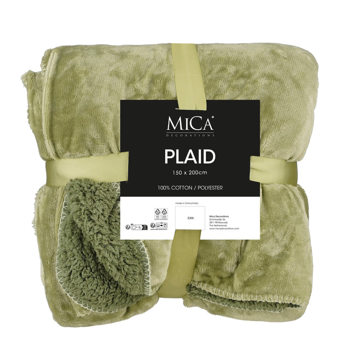 Mica Decorations Bronte Fleece Plaid - L200 x B150 cm - Lichtgroen