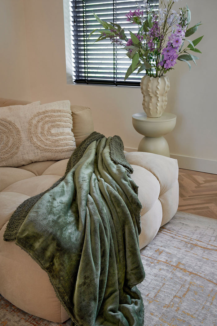 Mica Decorations Bronte Fleece Plaid - L200 x B150 cm - Donkergroen