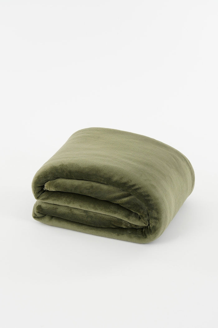 Mica Decorations Bronte Fleece Plaid - L200 x B150 cm - Donkergroen