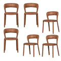WOOOD Noble Eetkamerstoelen - Leerlook - Cognac - Set van 6