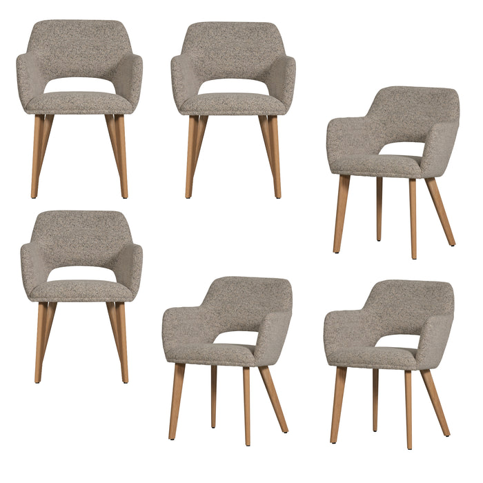 WOOOD Murat Eetkamerstoelen Houten Naturel Poot - Naturel - Set van 6