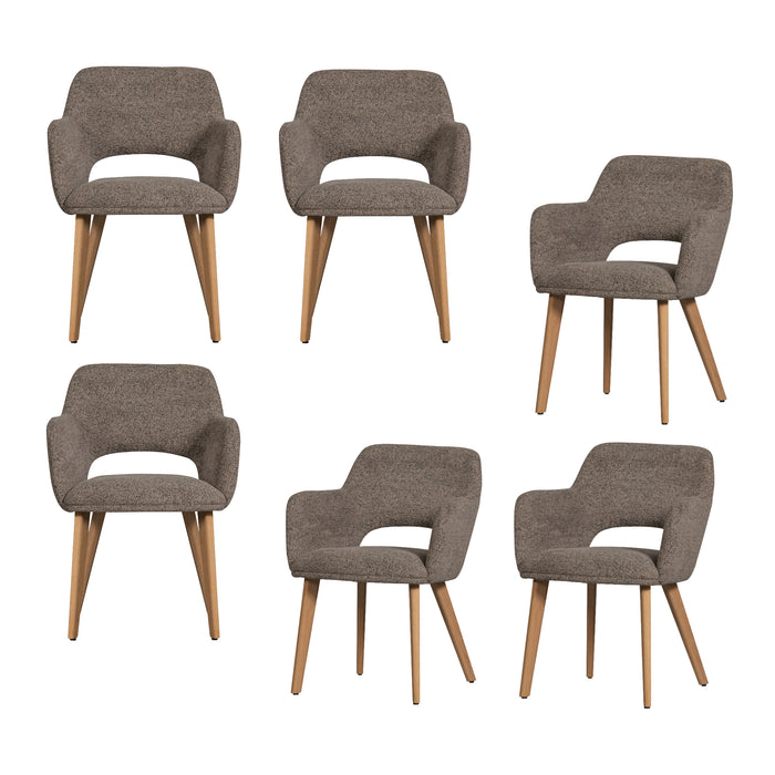 WOOOD Murat Eetkamerstoelen Houten Naturel Poot - Taupe - Set van 6