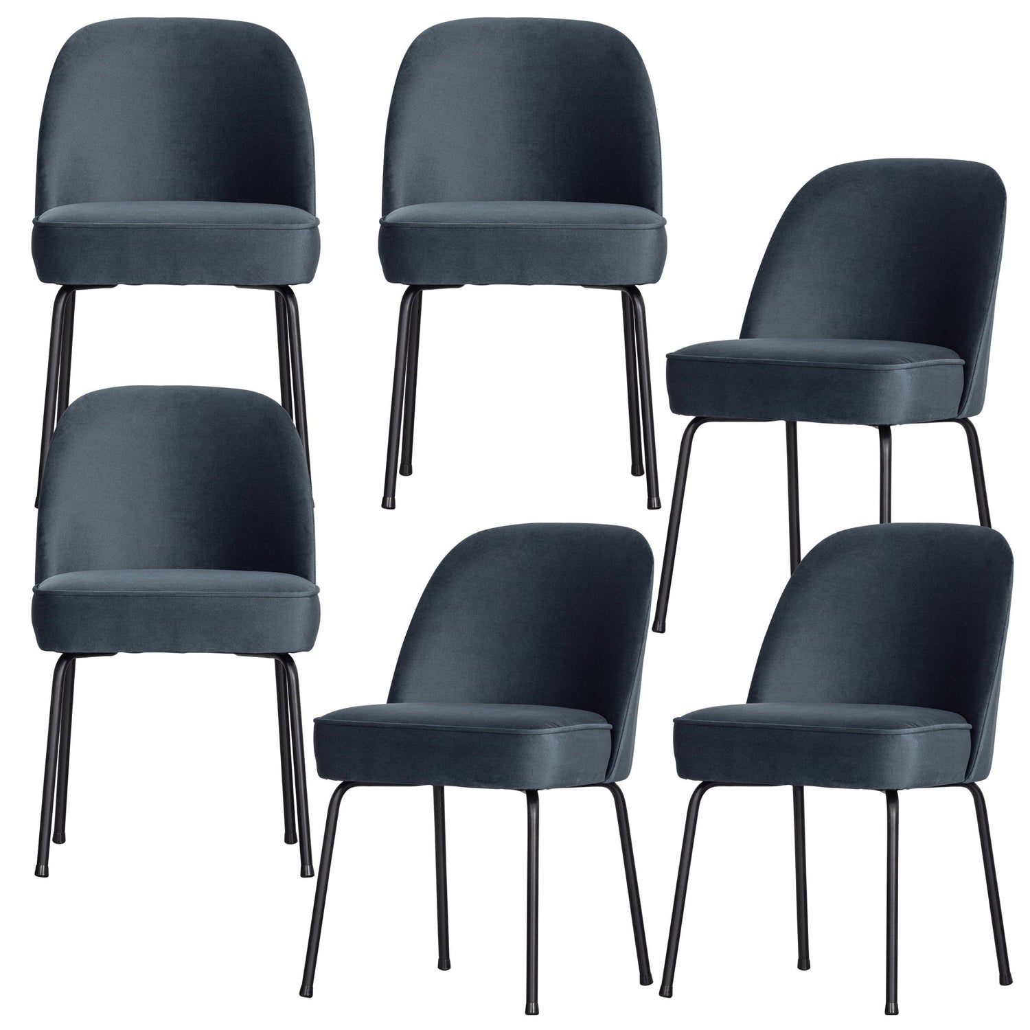 WOOOD Vogue Eetkamerstoelen - Fluweel - Teal - Set van 6