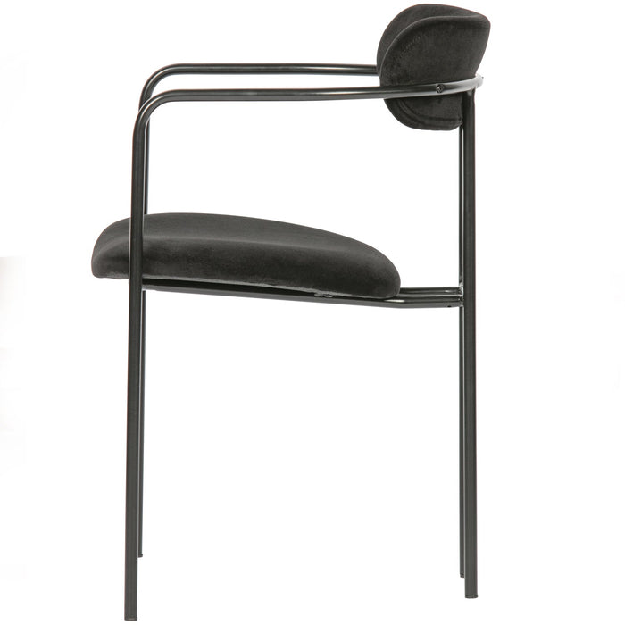 WOOOD Ivy Eetkamerstoelen - Fluweel - Zwart - Set van 6