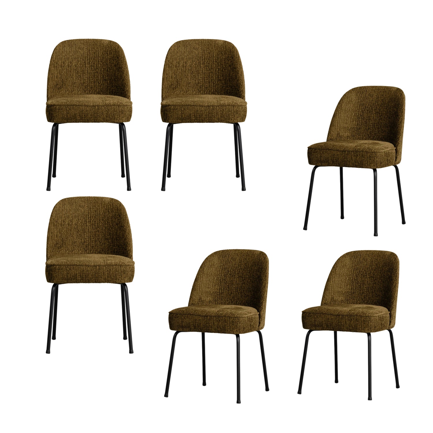 WOOOD Vogue Eetkamerstoelen - Velvet - Brass - Set van 6
