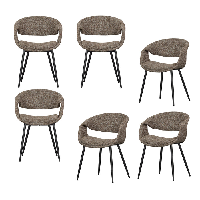 WOOOD Yossi Eetkamerstoelen Metalen Zwarte Poot - Bruin - Set van 6