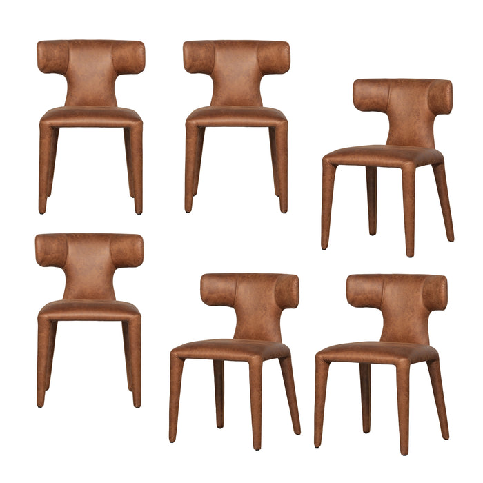 WOOOD Permit Eetkamerstoelen - Leerlook - Cognac - Set van 6