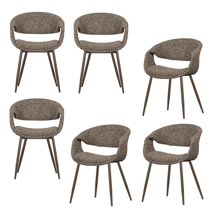 WOOOD Yossi Eetkamerstoelen Metalen Koper Poot - Bruin - Set van 6